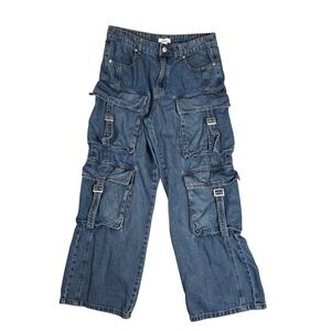 Forever 21 Premium 30 Cargo Jeans Pockets Punk Goth Grunge Streetwear Baggy y2k